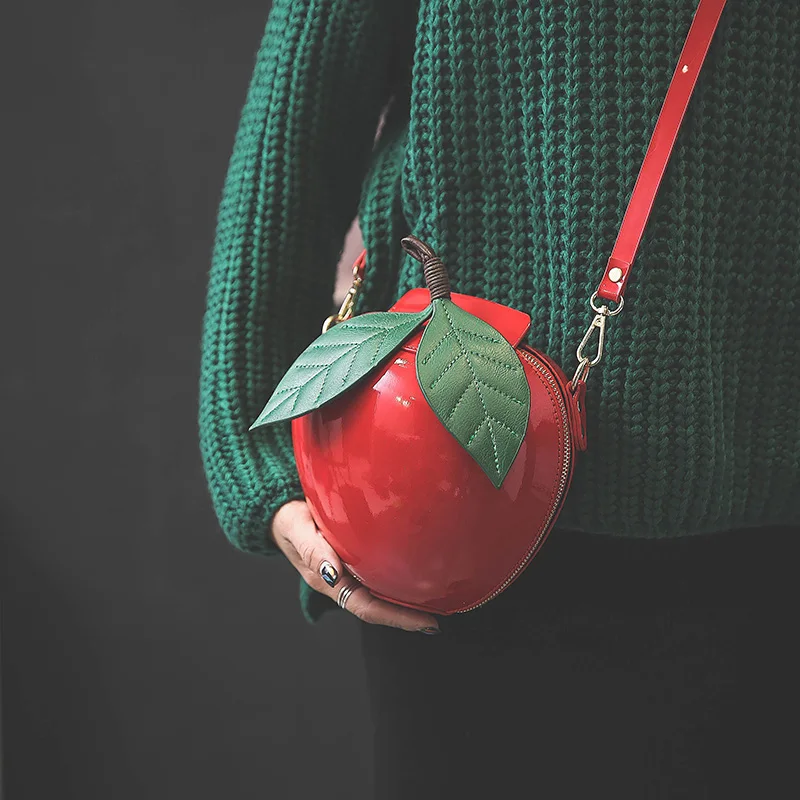 Безплатна доставка Чанта във формата на ябълка, сладко забавно дамски вечерна дамска чанта, вечерни сватбени чанти-клатчи, чанта на верига през рамо, подарък за рожден ден