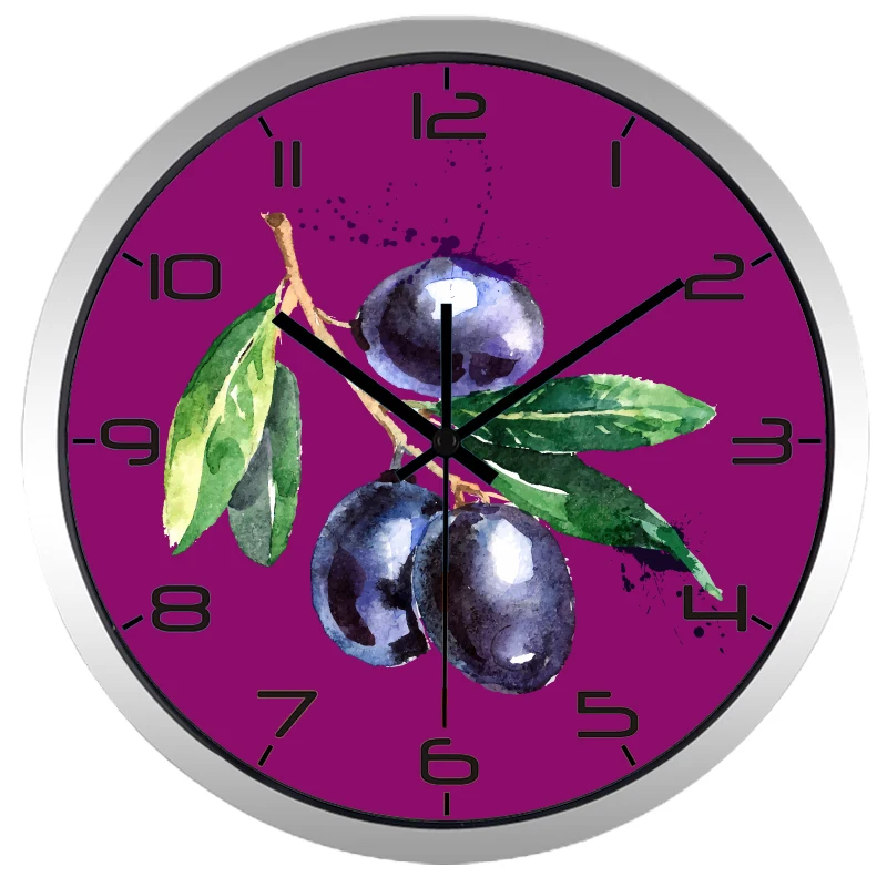 Популярни Реколта Грозде Безшумни Стенни часовници, Красиви Кръгли Настолни часовници с винтажными плодове