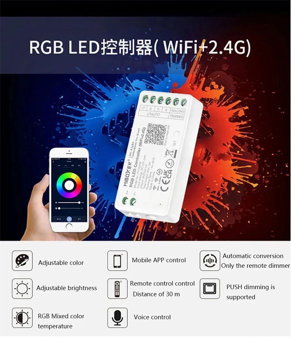 Wi-Fi + 2.4 G Led контролер RGB Приложението Smart Music С гласов контрол за гмуркане, осветление на басейна, нощни лампи, прожектори