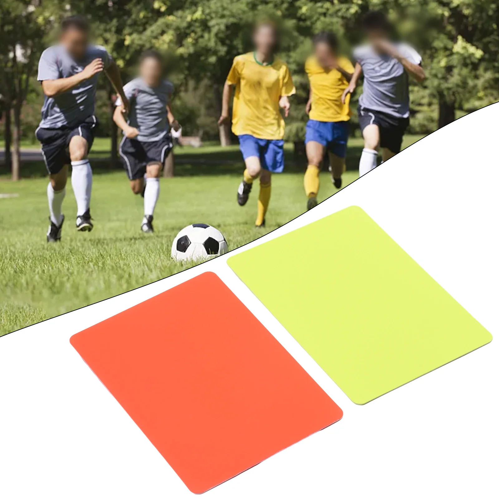 Необходим инструмент на футболен съдия, набор от червени и жълти картони за футболни мачове, издръжлив PVC материал (118 символа)