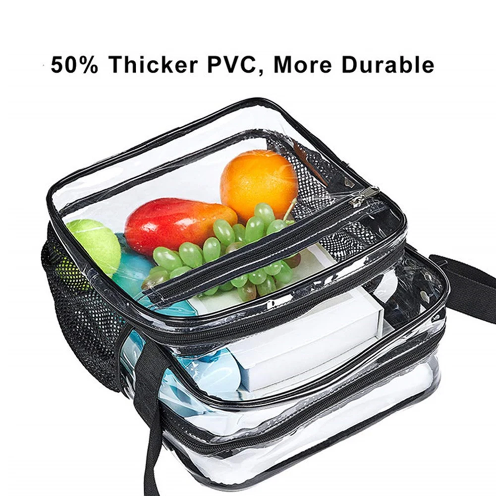 Дамски Мъжки чанти през рамо с регулируема каишка с голям капацитет, външен преден джоб, водоустойчив преносим прозрачна чанта, изработена от PVC, ежедневна мода
