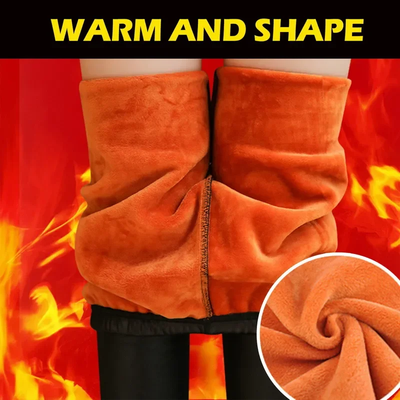 Зимни Топли гамаши от изкуствена кожа 2024, женски сексуални термоколготки с висока талия, панталони от дебело руно, тънки Черни ластични панталони, Гамаши