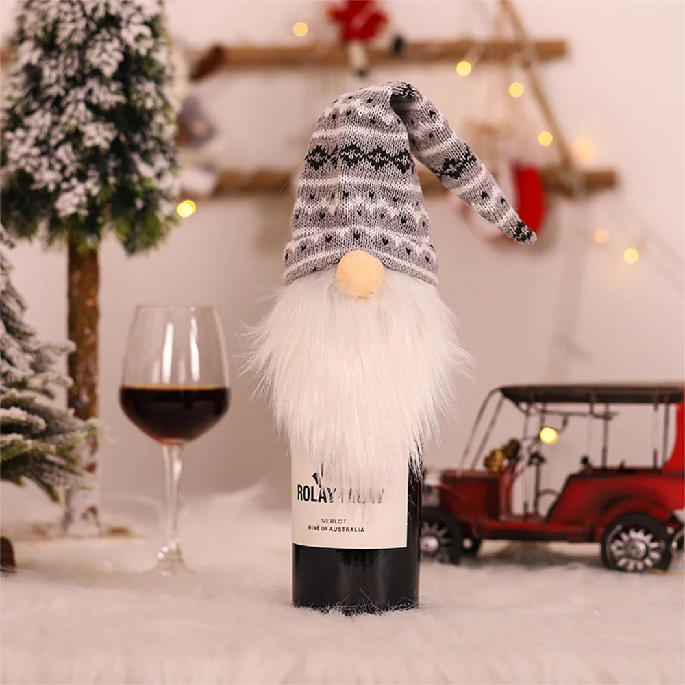 1 ~ 8ШТ Нова Година 2024 Коледна Украса Дядо Коледа Бутилка Вино Прахозащитен Седалките Подаръци За Шампанско Чанти Коледен Начало Празничната трапеза