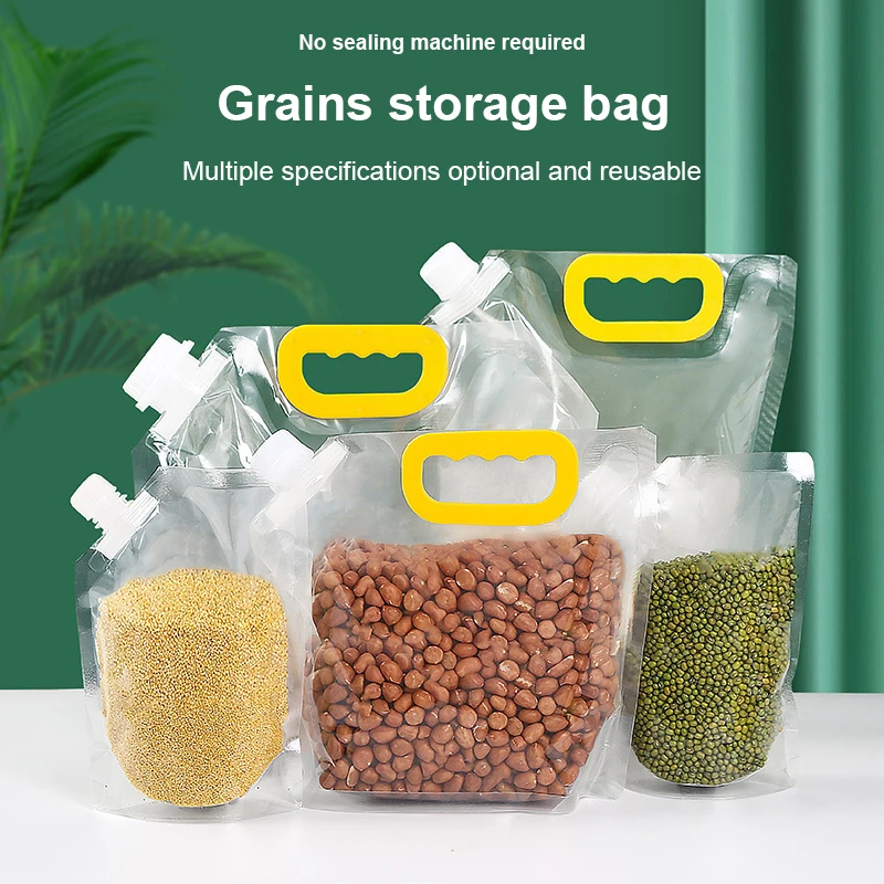 Опаковъчен пакет за домашно съхранение на зърно, ориз, пшеница, бобови растения, Влага Преносим капачка, Прозрачни Герметизирующий пакет