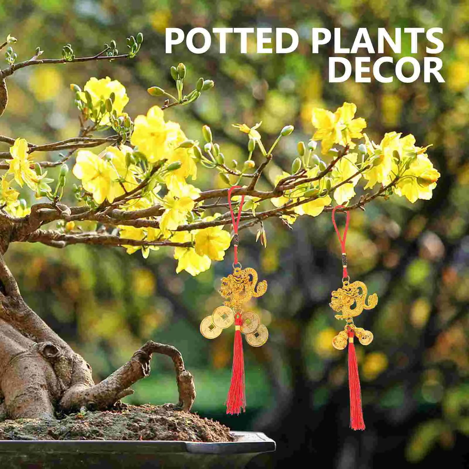 Украса На Пролетния Фестивал Китай Коледна Растение В Саксия Дърво Късмет Малък Медальон Висулка За Украса На Бонсай На Housewarming