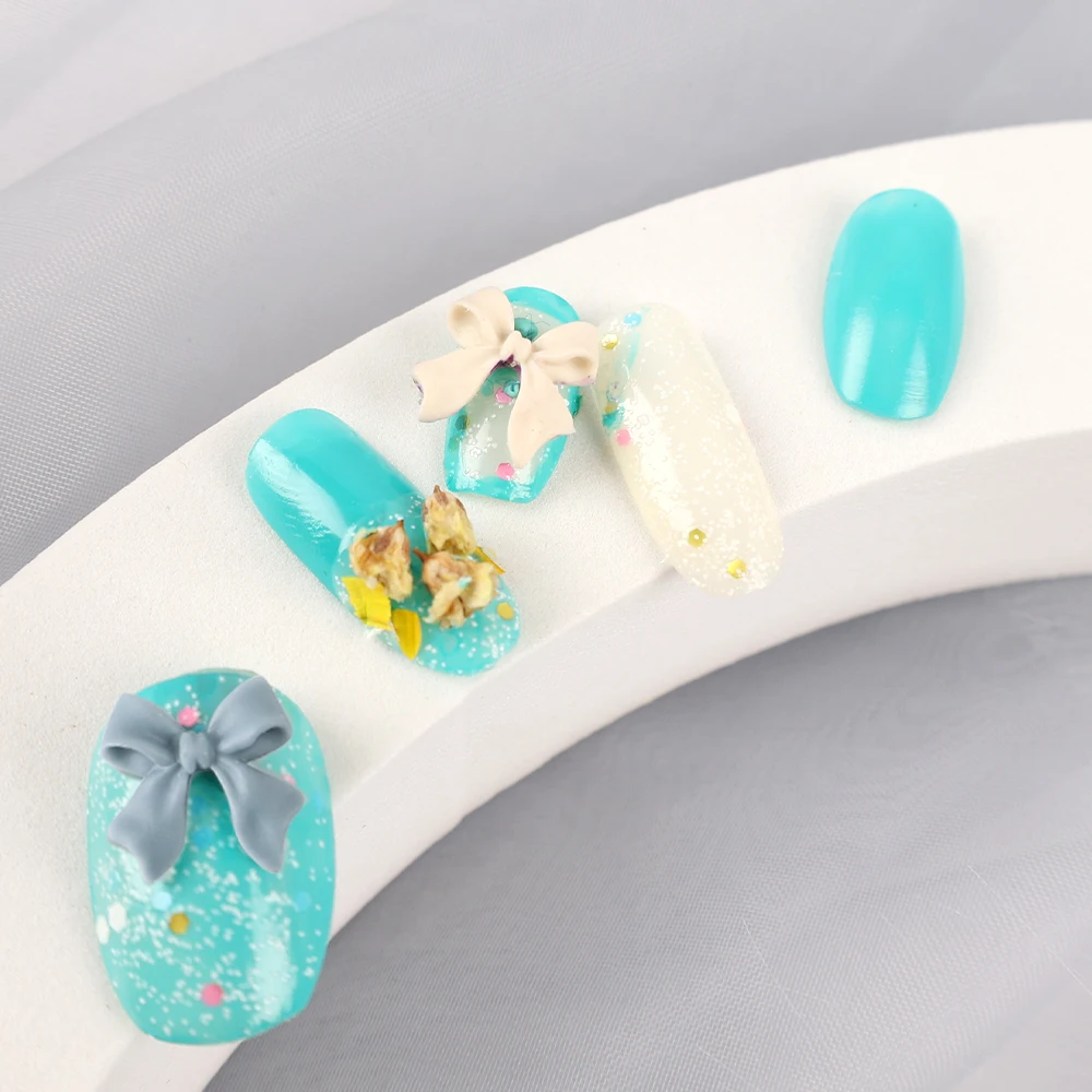 3D декорация за нокти с лъкове Многоцветен лък Aurora Crystal Мечета САМ Типсы Декорации за нокти Маникюр от смола Бижута и Аксесоари