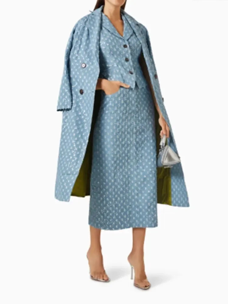 Винтажное синьо двубортное дълга козина, женски ежедневното свободно палто с дълъг ръкав и яка-лацканом, Модно дамско улично палто