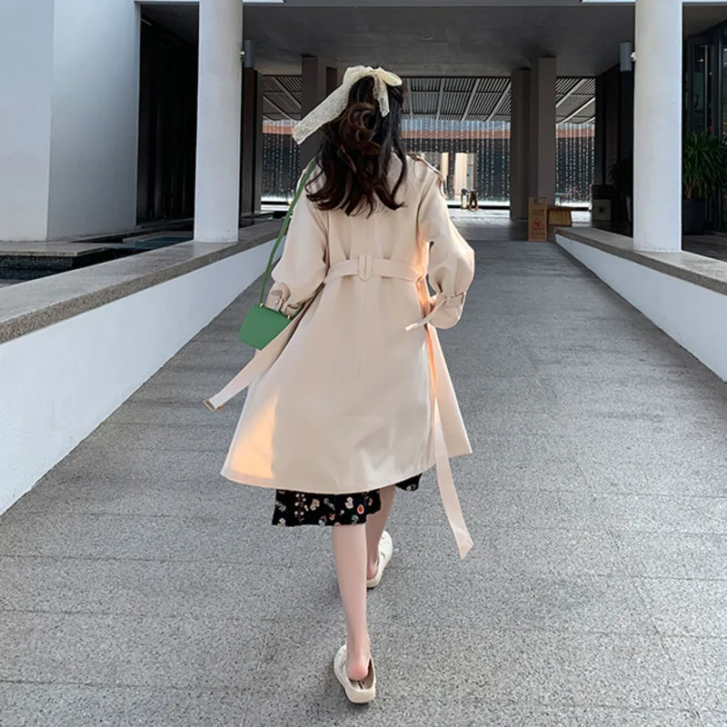 Широки дрехи, двубортный дълъг женски тренч, универсални британски палто, ветровка, Елегантна Корея тенденция на дамски връхни дрехи