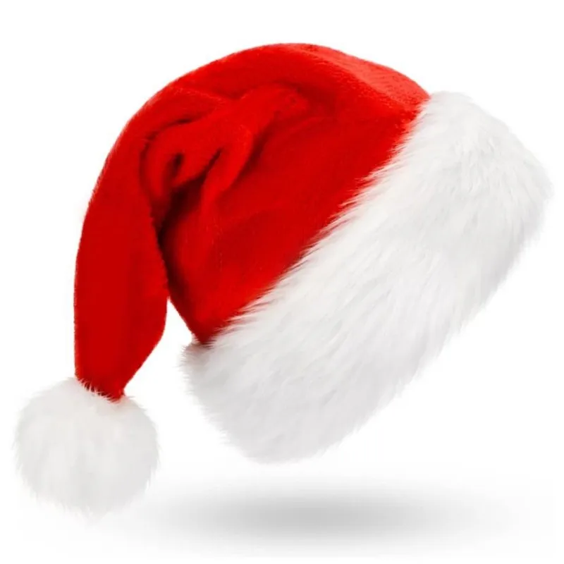 Червени Коледни шапки Коледна Дебел Плюшен Шапка на дядо коледа за възрастни и деца Коледен Декор за дома Навидад Noel Подаръци Топла зимна шапка