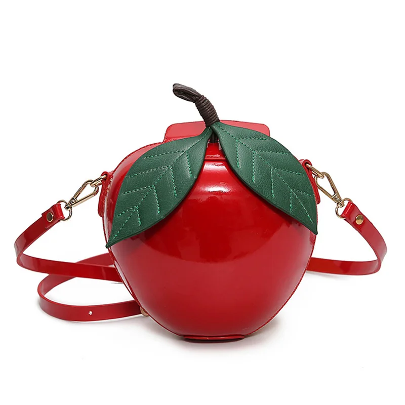Безплатна доставка Чанта във формата на ябълка, сладко забавно дамски вечерна дамска чанта, вечерни сватбени чанти-клатчи, чанта на верига през рамо, подарък за рожден ден