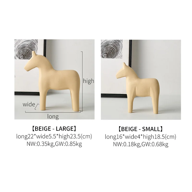 Креативна статуя на Кон Дървена модел на животното Скандинавски Начало декор Украса на хола Офис Аксесоари Занаяти Празнични Подаръци