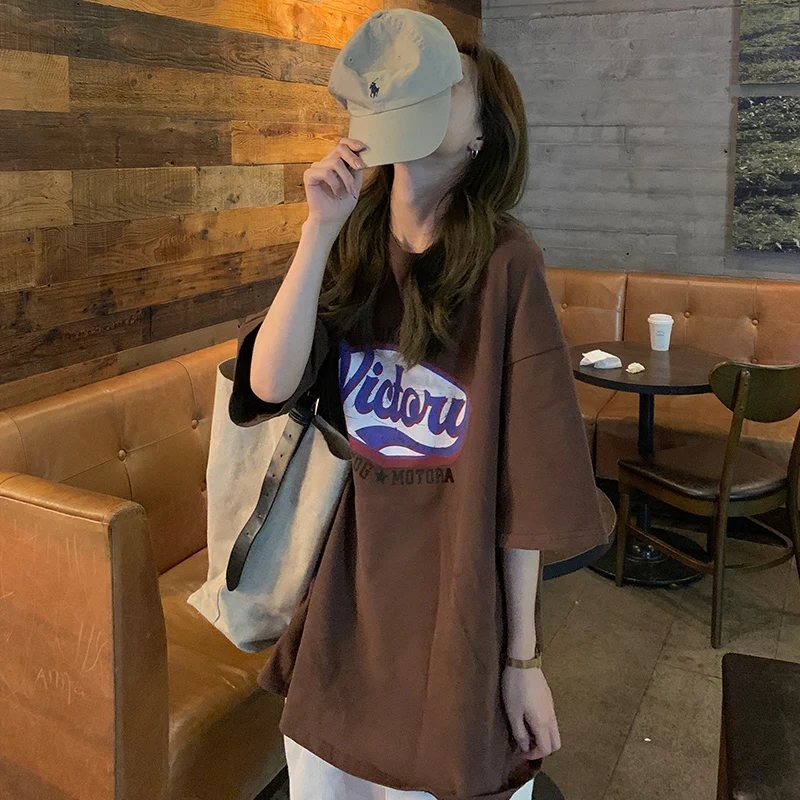 Тениска Harajuku Oversize vintage Alt clothes Корея Улични дрехи ризи с къс ръкав за жени y2k summer top plus size
