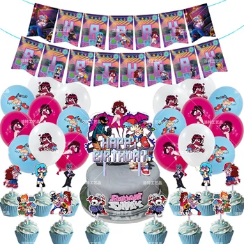 1 комплект Friday Night Funkin Balloons Тематичен банер за една нова игра, Топперы за торти, аксесоари за партита, детски играчки, топки честит рожден Ден, Глобуси