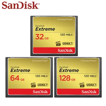 100% Оригинална Карта Памет SanDisk Extreme 32 GB 64 GB Максимална Скорост на четене на 120 М/с CF-Карта с Флаш Памет За 128 GB Камера