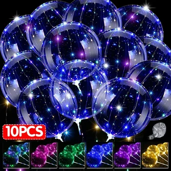 10шт led топки Bobo с подсветка, Гелиевый светлинен мехур, мигащи балон за парти, рожден ден, сватбена декорация, детски аксесоари за душ