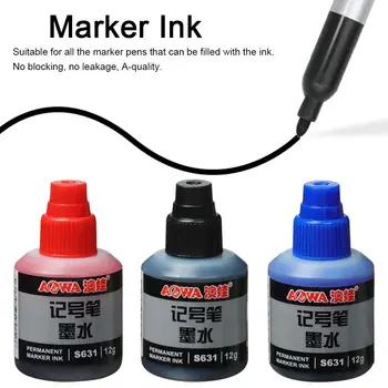 12 ml мастило-маркери Водоустойчив, незабавно высыхающие, за рисуване на графити, Маслени мастило, приготвени за маркери химикалки, Черни, червени, сини, Допълнителни Канцеларски материали