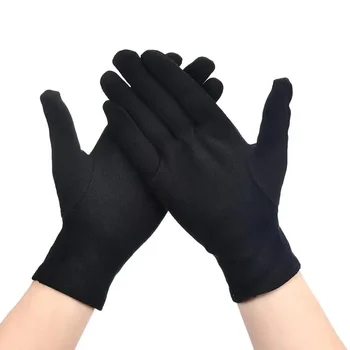 12 Двойки черни работни ръкавици, растягивающиеся памучни ръкавици с мека подплата, за рисуване, плевене, защитни ръкавици за костюми за Хелоуин