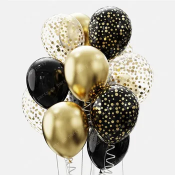 12шт 12-инчови черни златни латексови балони, абитуриентски хелий, балони, украса за парти по случай рождения Ден за възрастни и деца, детски аксесоари за душата и дома