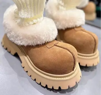 2023 Австралия, Дамски Зимни обувки от естествена овча вълна, Топли боти с много пръсти, женски ботильоны, дамски зимни обувки