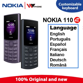 2023 Нов и оригинален телефон Nokia 110 с поддръжка на 4G с капацитет 1450 mah, две SIM карти, 1.8-инчов безжичен FM радио Bluetooth 5.0 Факел