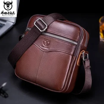 2023 Нова марка, мъжка чанта, изработена от 100% телешка кожа, чанти през рамо, благородна малка чанта-месинджър, луксозна квадратна чанта в стил ретро