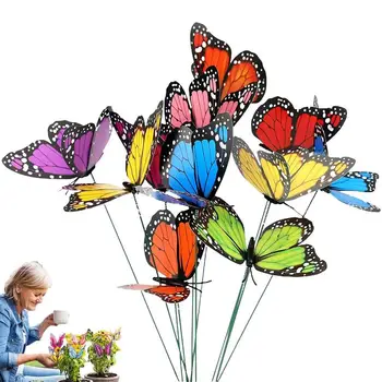 25 Броя Цветни Градински Декоративни игли с пеперуди Имитация на Нож Пеперуда за декорация на цветя саксията на открито Украшение