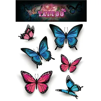 3D Пеперуда Розата е Цветето на Татуировка с перо и Водоустойчив Коледен подарък 105* 150 мм Татуировки Стикер за жени Боди-Арт Татуировка Стикер