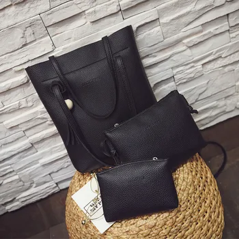 5 # 3 бр./компл. Дамска чанта, дамска чанта от изкуствена кожа, с модерна кожена чанта с пискюли, чанти през рамо, клатч, дамска чанта, ретро чанти