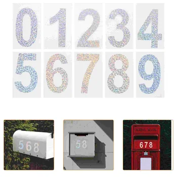 5 Комплекта самозалепващи етикети с номера на пощенската кутия, Светлоотразителни стикери с номера на пощенската кутия