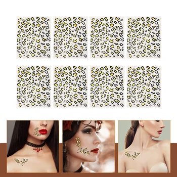 8 Листа етикети с татуировка леопард Татуировки Етикети Водоустойчив Временно фалшиви жени, които изглеждат като истински възрастни тялото Реалистични украса