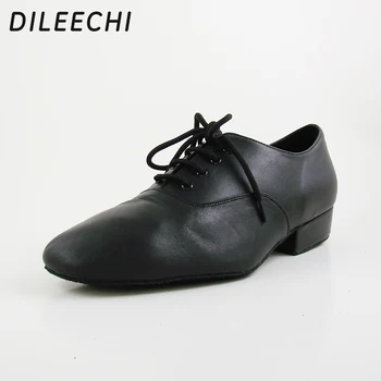DILEECHI/ Мъжки Модерни танцови обувки на плоска подметка от естествена кожа, обувки за танци балната зала, Голям размер на 48, Танго, Сватбени обувки за квадратен танц