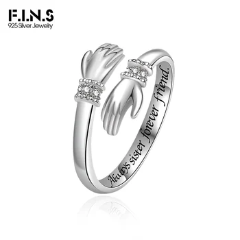 F. I. N. S Ръце от 100% сребро S925 Проби, пръстени с цирконием, се задействат, регулируеми думи в показалеца си, модни изящни бижута