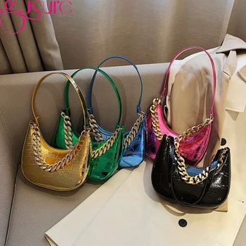 Gusure дамска мода скитник чанти луксозен дизайн, малка в чантата и чанта дами ежедневно рамото верига чанта под мишниците полумесец чанта