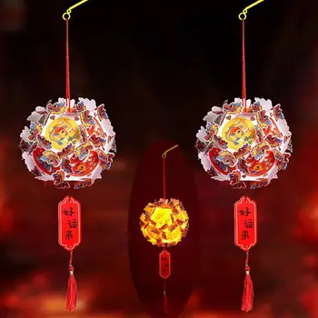 Led Проектори Китайски Червени Фенери 2024 Китайски Коледен Декор Стекающиеся Висящи Фенери За Празника На Пролетта Сватбен Декор