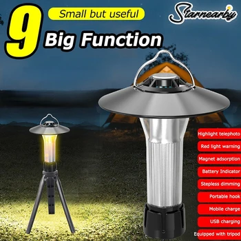 Led фенерче Type-C Rechagre, лампа за къмпинг фенер за палатка с барбекю, Подвесная лампа за риболов, Аксесоари за къмпинг