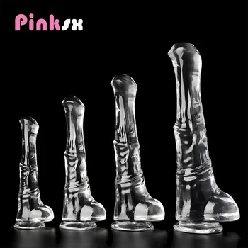Pinksx Огромен вибратор животно / кон, Голяма Анален накрайник, копие на пениса, Гигантски член-чудовище, Член, Масажор за простата, Влагалище, експанзионистична Еротична играчка