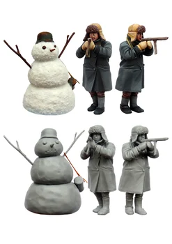[tuskmodel] определени фигури от смола в мащаб 1 35, Втората световна война, деца война с снеговиком set3