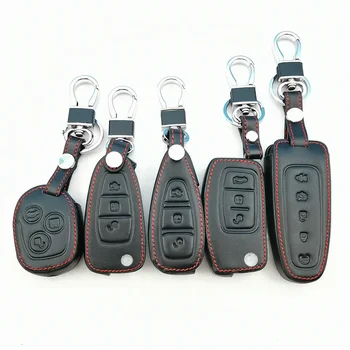 Автомобилен стайлинг Кожена кола ключодържател, набор от стикери, протектор за ford Mondeo, Fiesta, Focus C-Max, GALAXY, KA remote holder