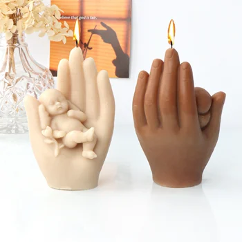Ангел Човешката ръка Силиконова Форма за Свещи 3D Дланта на Детска Рана от Гипс Набор от Сапун DIY Инструмент за приготвяне на шоколадов лед Подарък за Деня на майката