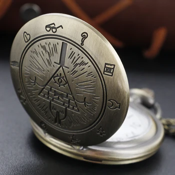 Античен странен Тайнствен символ на Кварцови часовници джобни Бронзов Ретро ключодържател Верижка Мъжки часовници Дамски Детски празнични подаръци