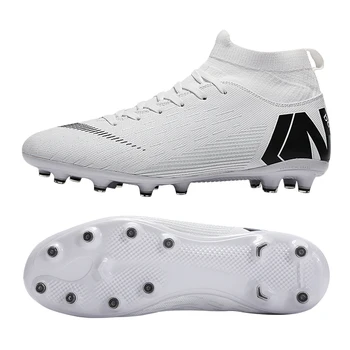 Бели футболни обувки с висок берцем AG spikes