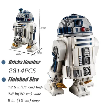 В наличност 75308 Нов Fit 2314Pcs Робот Space Union R2D2 Модел на R2-D2 Фигурки Градивен елемент на Тухли Момче, Подарък за Рожден Ден, Играчки за Деца