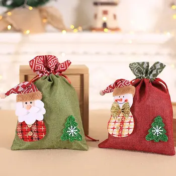 Весела Коледа, Чанта за Бонбони, Подарък Чанта на Дядо Коледа, Чанта За съвсем малък с Снежинками, Коледни Украси за Дома, Нова Година 2022, Подаръци Ноел