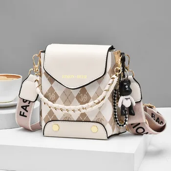 Висококачествена дамска чанта, изработена от луксозен дизайнерски кожата, малка квадратна чанта, чанта за телефон, дамски малки чанти-незабавни посланици, чантата през рамо, чантата