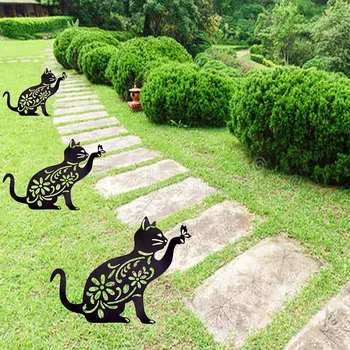 Вложки с дворно изкуство Cat Garden Акрилни Кухи поставяне Украса на двора за Поставяне на карти Black Cat Garden