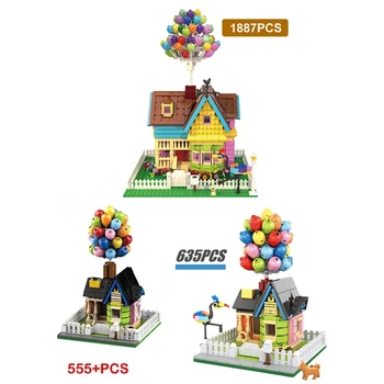 Градски експерт, летящ на въздушен балон на къща, Скулптура Тенсегрити, Модулни строителни блокове, Тухли, Приятели, Съвместима играчка 43217 за възрастни