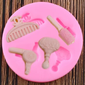 Гребен и Огледало Силиконови форми на Женски Инструменти за грим Инструменти за украса на тортата Форми за шоколадови бонбони Fandont Глинени форми