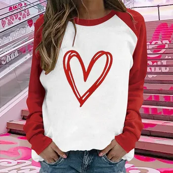 Дамски hoody на Свети Валентин 2024, скъпа блуза с рюшами във формата на сърце за жени, големи и високи жени, женски бизнес