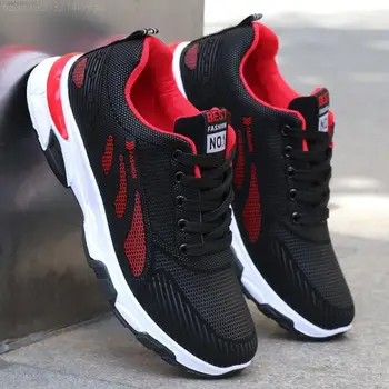 Дамски ежедневни спортни обувки Леки маратонки Мъжки улични дишащи меш черни маратонки за бягане, Спортни обувки за бягане обувки за Тенис