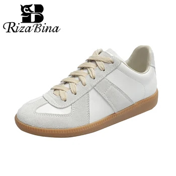 Дамски маратонки RIZABINA, ежедневни обувки за скейтборд от дишаща естествена кожа, градинска дрехи, бели обувки, ученически маратонки, спортни обувки